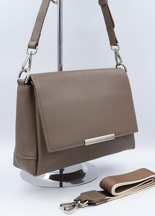 Сумка жіноча шкіряна leather 6051 grey