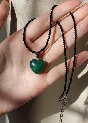 Кулон з агату на чокері зі шпінелі