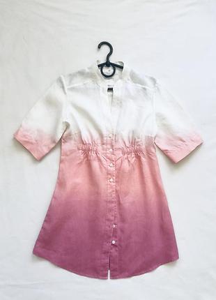 Льняная удлиненная рубашка туника германия 100% лен