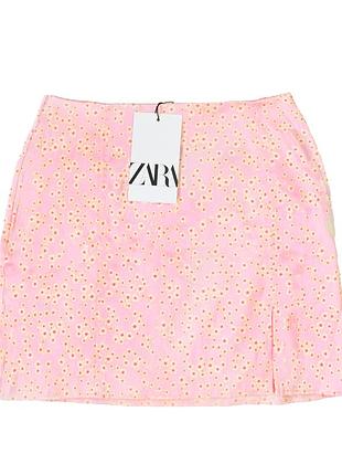 Новая сатиновая мини юбка с разором zara