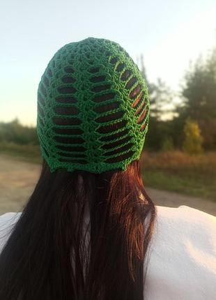 Шапка сетка/ шапка кроше/ имиджевая шапка/ стильная шапка/ яркая шапочка