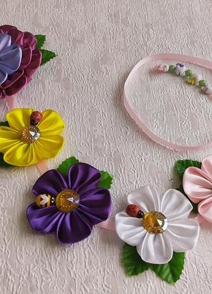 Аксессуары, украшения для волос. лента в косую с цветами. заколка, заколка, резинка, бантики v.j.v.