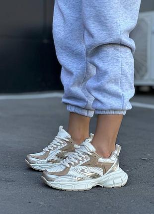 Женские качественные и стильные кроссовки stilli белые с бежевым