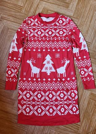 Сукня светр в різдвяний принт shein m