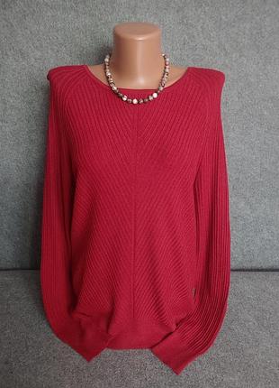 Тонкий джемпер с рубчик из вискозы бордового цвета 46-48-50 размера