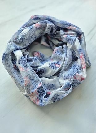 Шарф-снуд женский в абстрактный принт весна-осень  160х84 см голубой