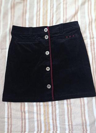 Юбка черная вельветовая от ice brouns, размер 12-14, на пуговицах, с карманами