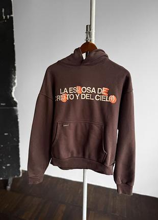 Peso mexico womens brown graphic ls hoodie la esposa de cristo y del cielo жіноче, коричневе худі, толстовка з принтом та написом