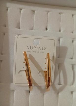 Медицинское золото серьги стрелки xuping 18k. ( длина 3.6 см) английская застежка