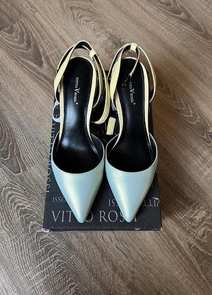 Туфлі-слінгбеки vitto rossi шкіряні 36 розмір (23,5 см) на стійому каблуку, зручні.