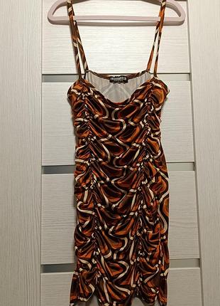 Помаранчева міні сукня з драпіровкою fashionkilla