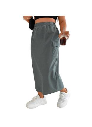 Стильна спідниця карго з кишенями міді максі