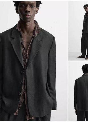 Чоловічий піджак, блейзер zara із 100% льону. стильна річ на роки. new