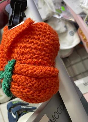 Вʼязані дитячі пінетки гарбузики універсальні до 12 міс