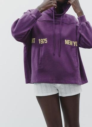 Шикарный оверсайз худи с надписью zara размер s, m, l