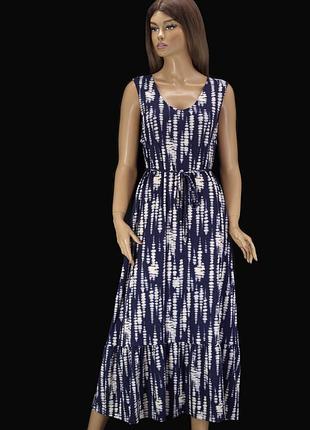 Новое брендовое платье макси "nutmeg" синее с принтом тай-дай. размер uk16.