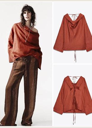 Блуза zara рубашка лён