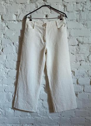 Широкие льняные брюки фактурная ткань mango m-l