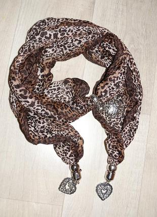 Лепардовый шарф, подвеска, с декором