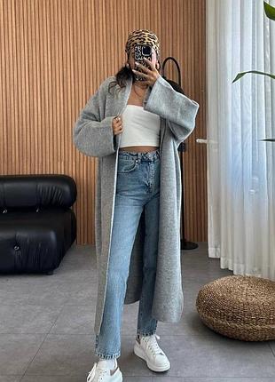 Кардиган из ангоры женский мокко молочный синий чёрный бежевый голубой графит пальто лёгкое вязаное длинная кофта накидка мантия миди оверсайз