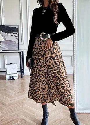 Леопардовое длинное платье