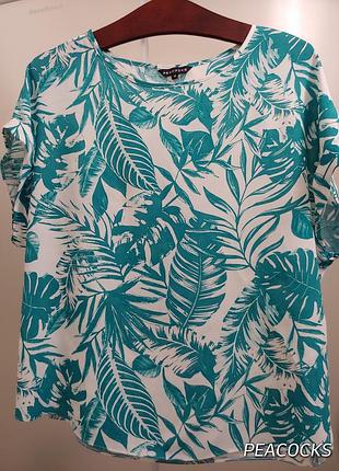 Легенька блуза зі штапелю віскоза тропічний принт 1+1=3🎁на все❗