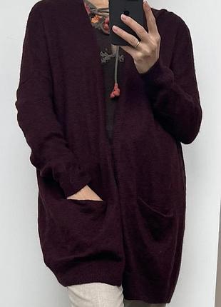 Уютный кардиган h&m бургунди, в скеде альпака и шерсть