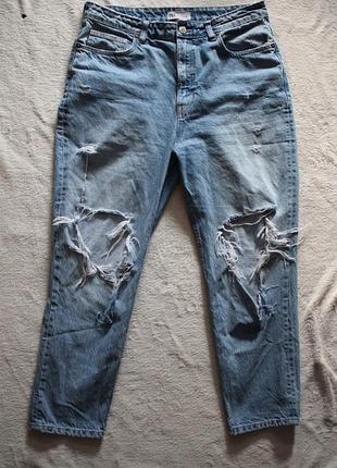 Женские джинсы большого размера с рваностями zara