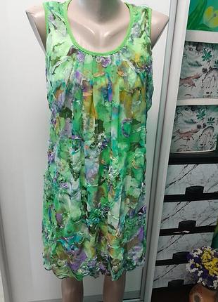 Двойное платье мини без рукавов в цветы