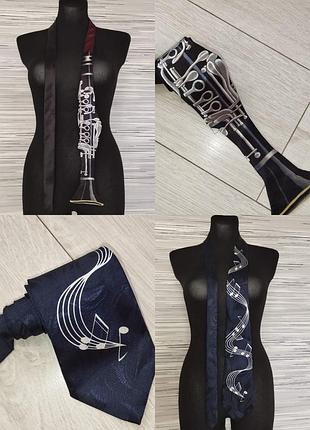 Галстук музыкальный принт-ноты, кларнет