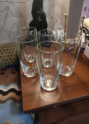 Стеклянные стаканы 330мл набор 5шт высокие бокалы стаканы стеклянное для напитков