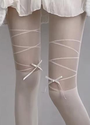 Колготки білі з бантом coquette spicy girl лолита