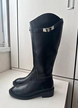 Чоботи труби під популярний бренд, чорні 37 розмір демісезон