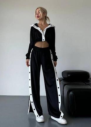 Костюм спортивний чорний з заклепками велюр