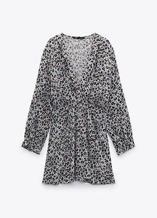 Коротка сукня зара на запах квітковий принт