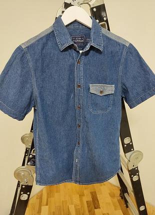 100% coton. модна  джинсова синя чоловіча сорочка. розмір s