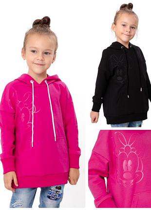 Худи оверсайз двунить для девочки, толстовка для девочек оверсайз, спортивная кофта с капюшоном кенгуру