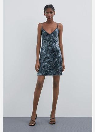 Коктельна сукня zara розшита паєтками, tie dye розмір м