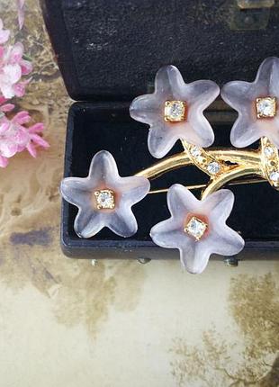 Вінтажна брош фіалкі (люцит)