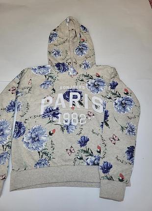 Худи, кофта в цветочки на девочку 8-10 лет