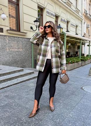 Жіноча байкова олівкова сорочка в клітинку | 1013
