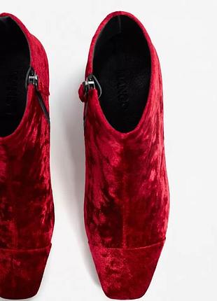 Чобітки mango maroon solid velvet finish heeled boots