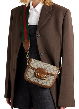 Брендовая женская сумка gucc* horsebit 1955 canvas bag🤎| текстиль/кожа | premium качество