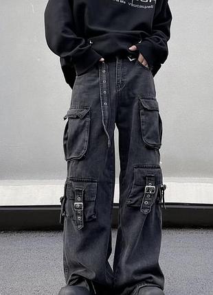 Широкі карго джинси з кишенями у стилі tripp nyc, opium, rick owens