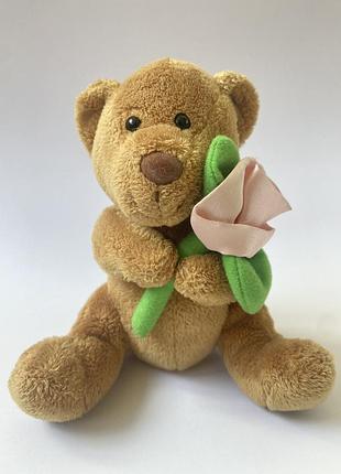Мягкая игрушка мишка медведь плюшевый медвежонок с розой мʼяка іграшка ведмідь з рожевою трояндою
