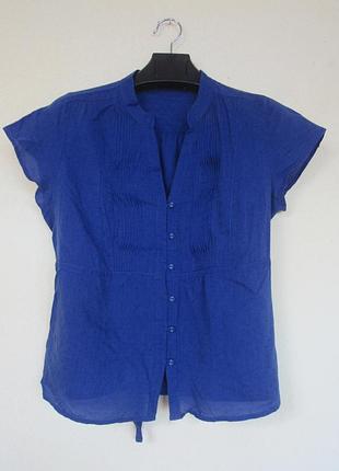 Синяя блуза рубашка с завязкой на спине от bm collection