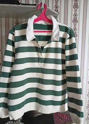 Бавовняна кофта-  лонгслів поло  теплла флагелева,  розмір 48-50, 52