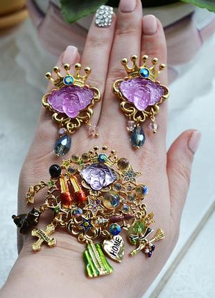 Набор серьги брошь королева kirks folly брошка