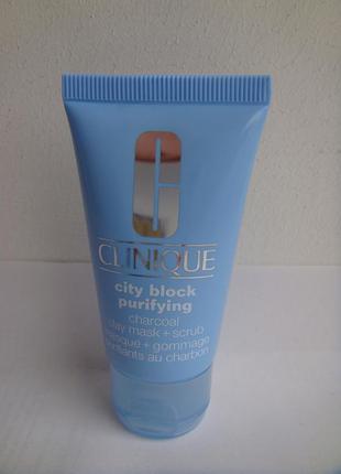 Маска-скраб    clinique city block purifying charcoal clay mask + scrub - скидка!