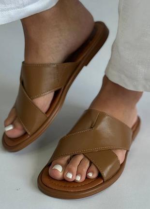 Женские кожаные шлепанцы рыжие натуральная кожа 36-41р